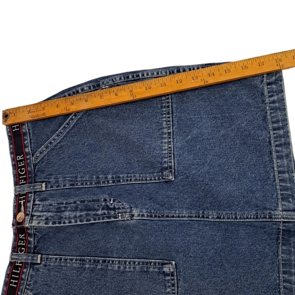 Tommy Hilfiger Womens Size 8 Blue Spellout Waistband Tape Blue Jean Short Skirt - Picture 9 of 10